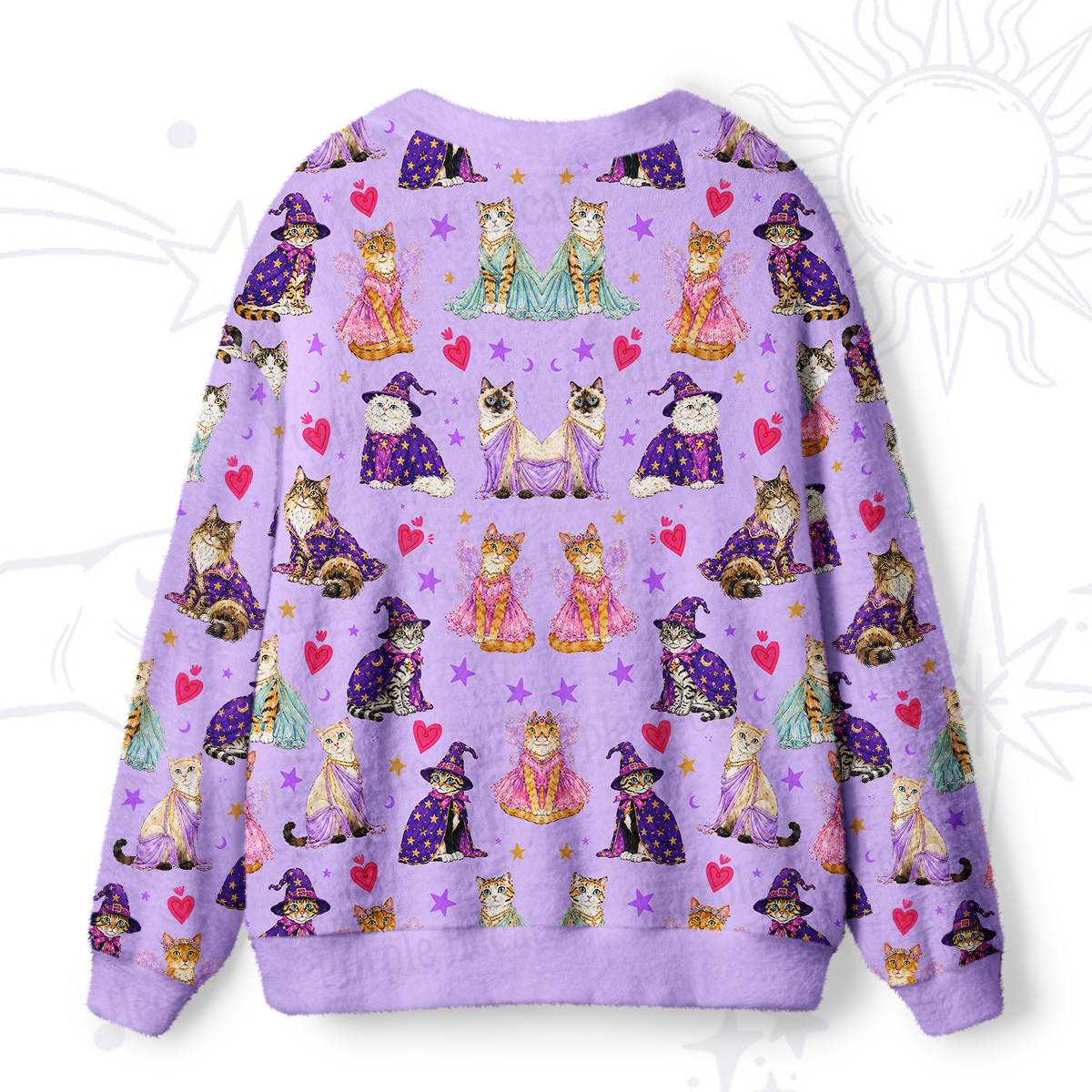 Purplehecate Enchanted Sorcerer Cats  Ugly Cardigan Sweaters