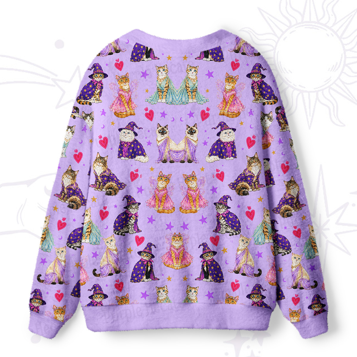 Purplehecate Enchanted Sorcerer Cats  Ugly Cardigan Sweaters