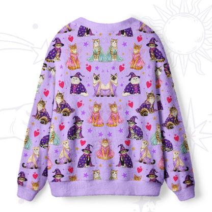 Purplehecate Enchanted Sorcerer Cats  Ugly Cardigan Sweaters