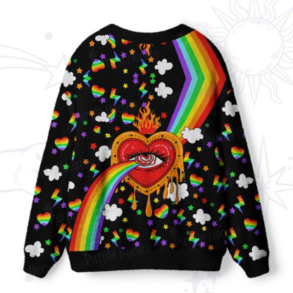 Purplehecate Rainbow Sacred Heart All Seeing Eye Pride Ugly Cardigan Sweaters