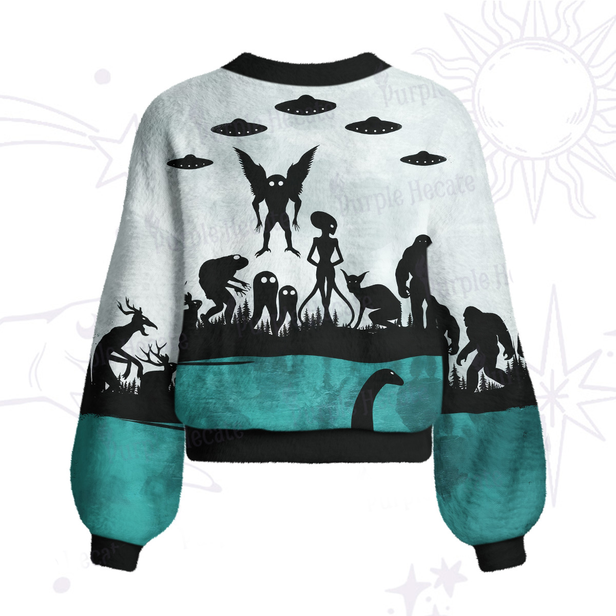 Purplehecate Alien Lake Monster Encounter Cardigan Sweaters