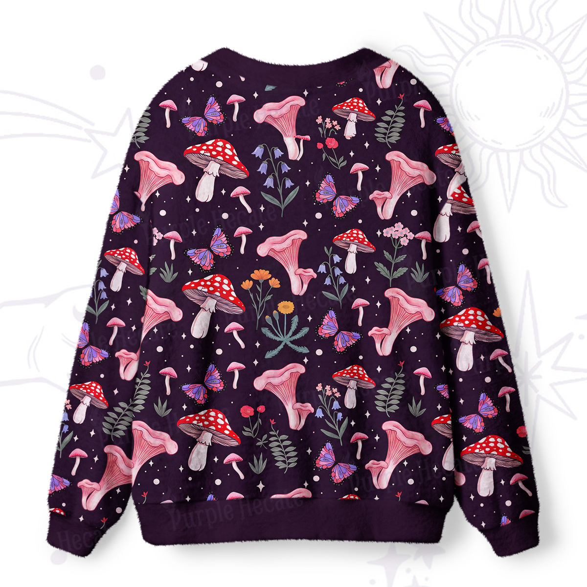 Purplehecate Trippy Magic Mushroom Ugly Cardigan Sweaters