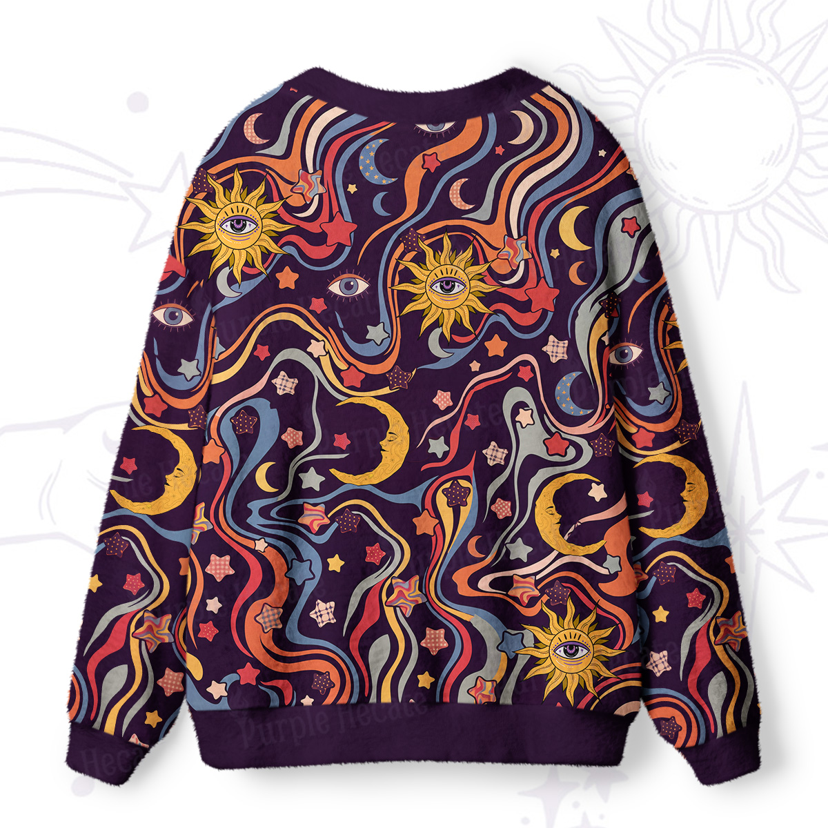 Purplehecate Psychedelic Celestial Eye Ugly Cardigan Sweaters