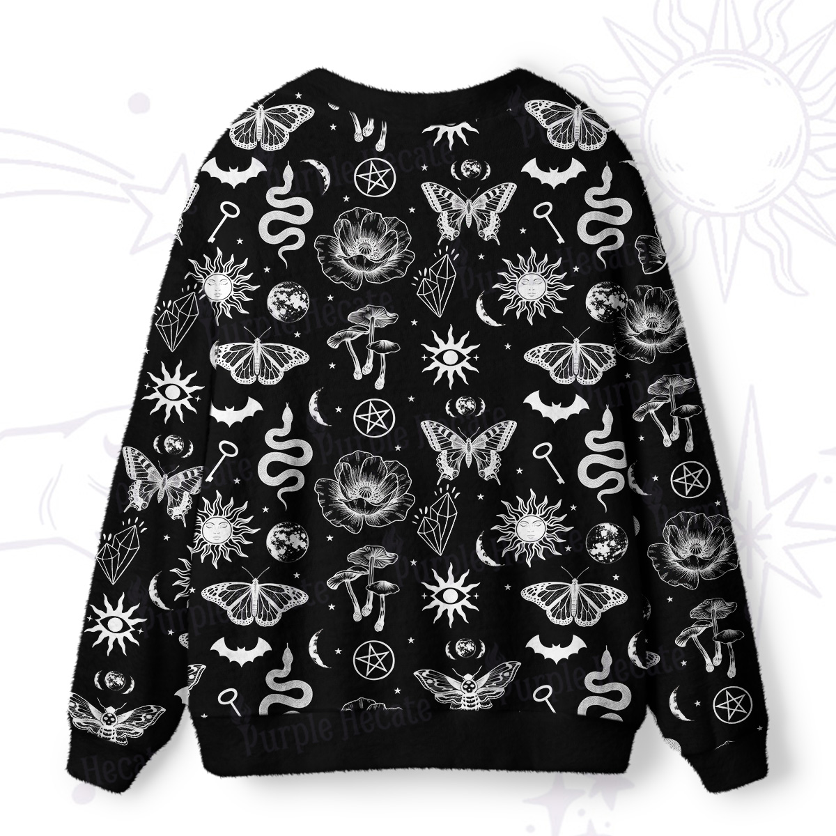 Purplehecate Occult Moth & Serpent Ugly Cardigan Sweaters