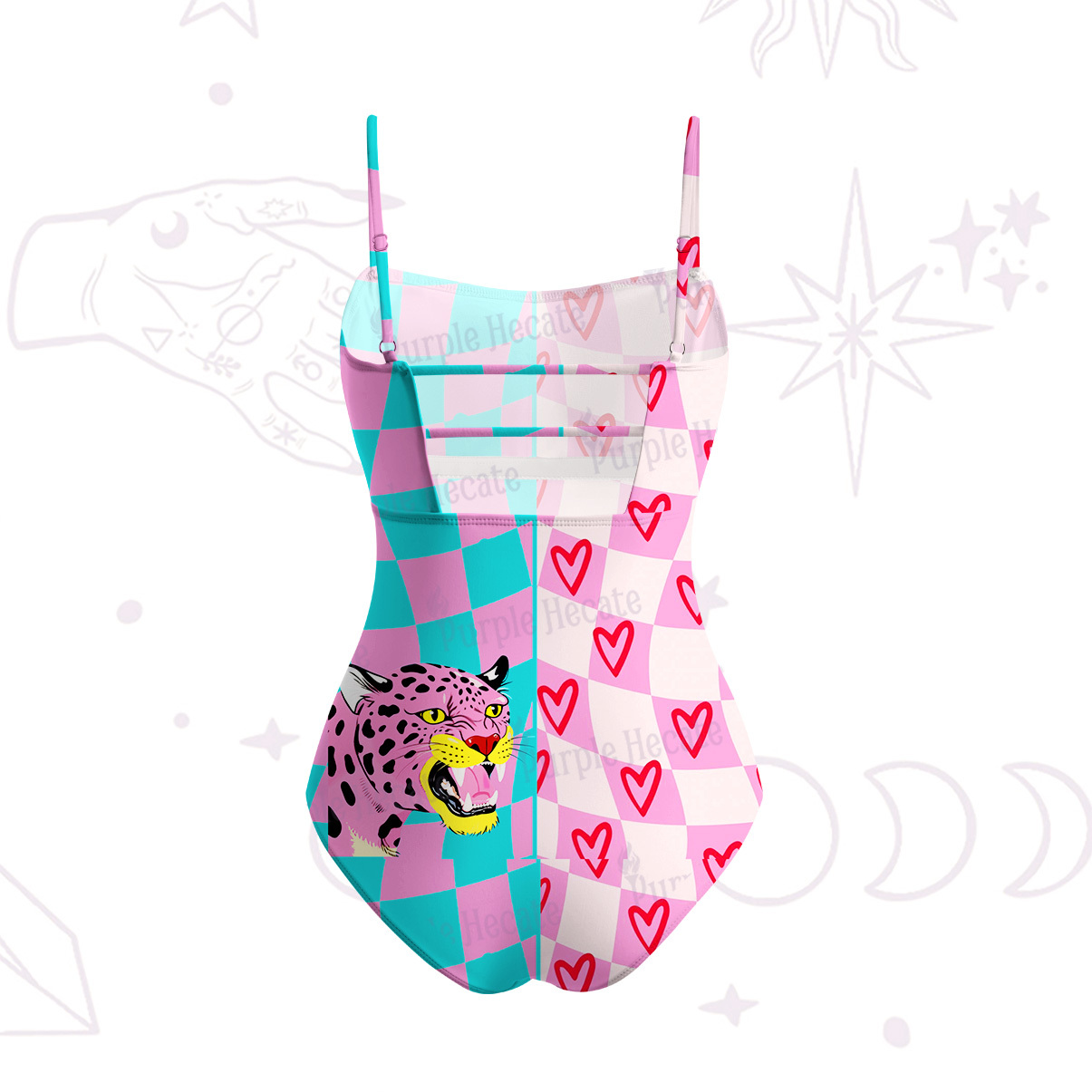 Purplehecate Savage Leopard Evil Eye Slim-Strap Swimsuit