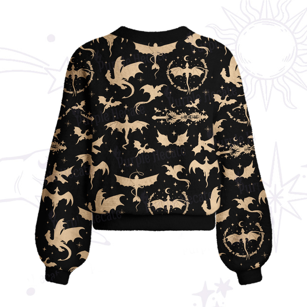 Purplehecate Fantasy Dragon Allover Cardigan Sweaters