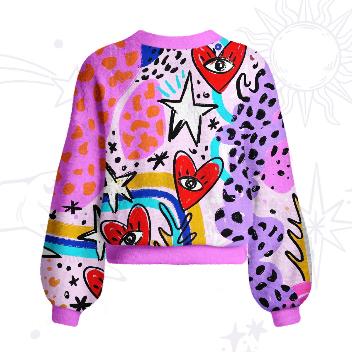 Purplehecate Cosmic Love Eyes Graffiti Cardigan Sweaters