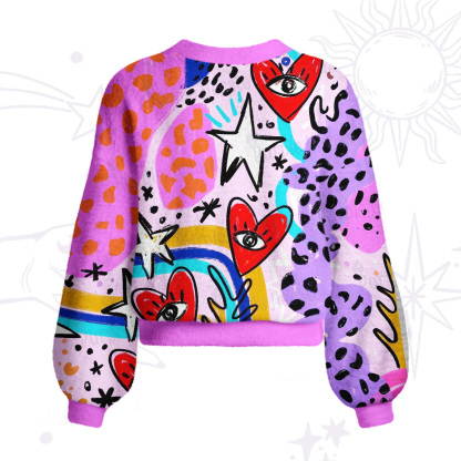 Purplehecate Cosmic Love Eyes Graffiti Cardigan Sweaters