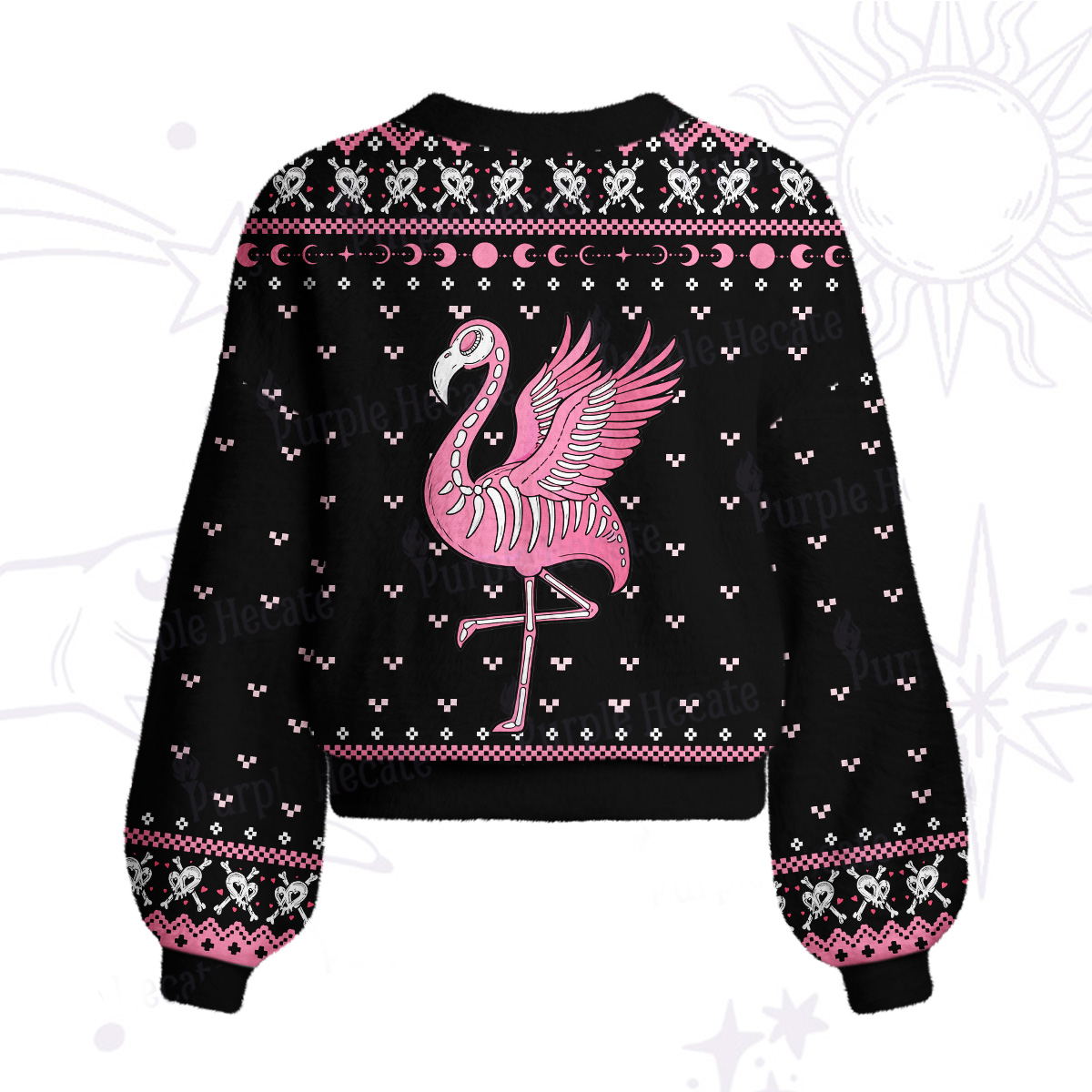 Purplehecate Witchy Pink Flamingo Skull Cardigan Sweaters