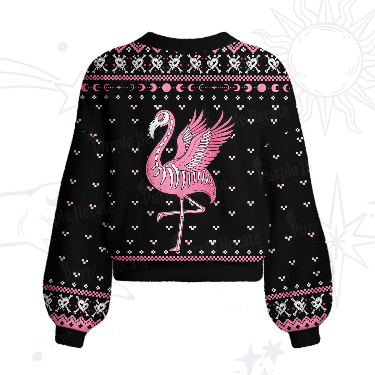 Purplehecate Witchy Pink Flamingo Skull Cardigan Sweaters