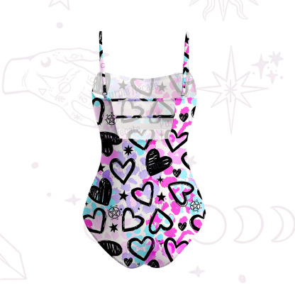 Purplehecate Heartful Magic Slim-Strap Swimsuit