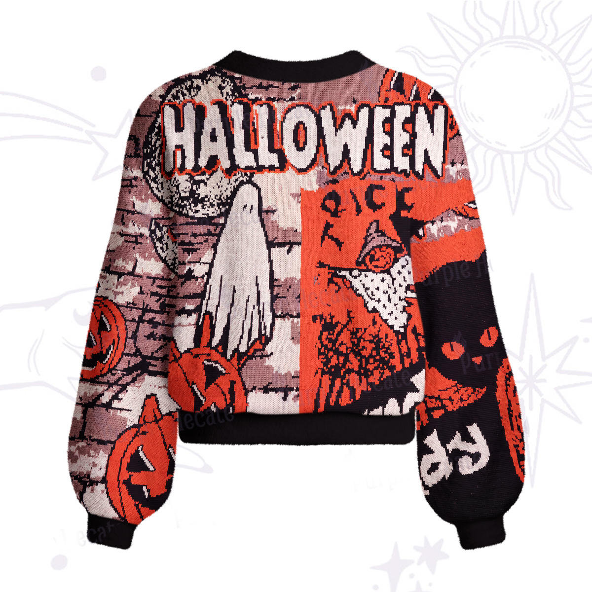 Purplehecate Pumpkin Orange Ghost Cardigan Sweaters