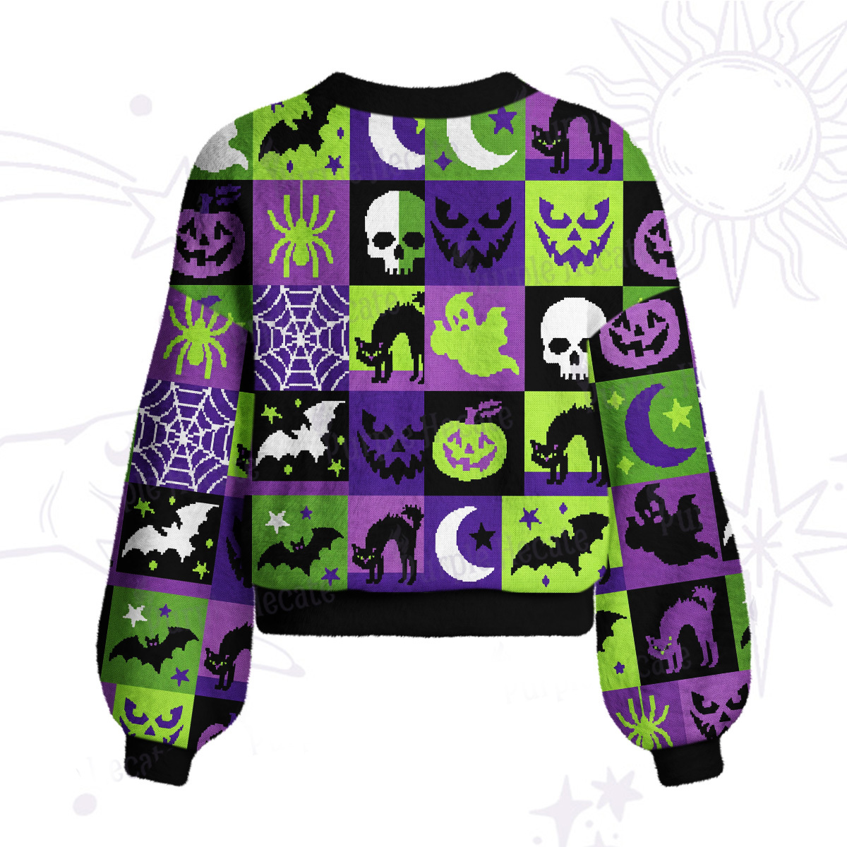 Purplehecate Spooky Patchwork Halloween Cardigan Sweaters