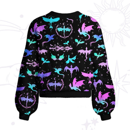 Purplehecate Neon Fantasy Dragon Allover Cardigan Sweaters