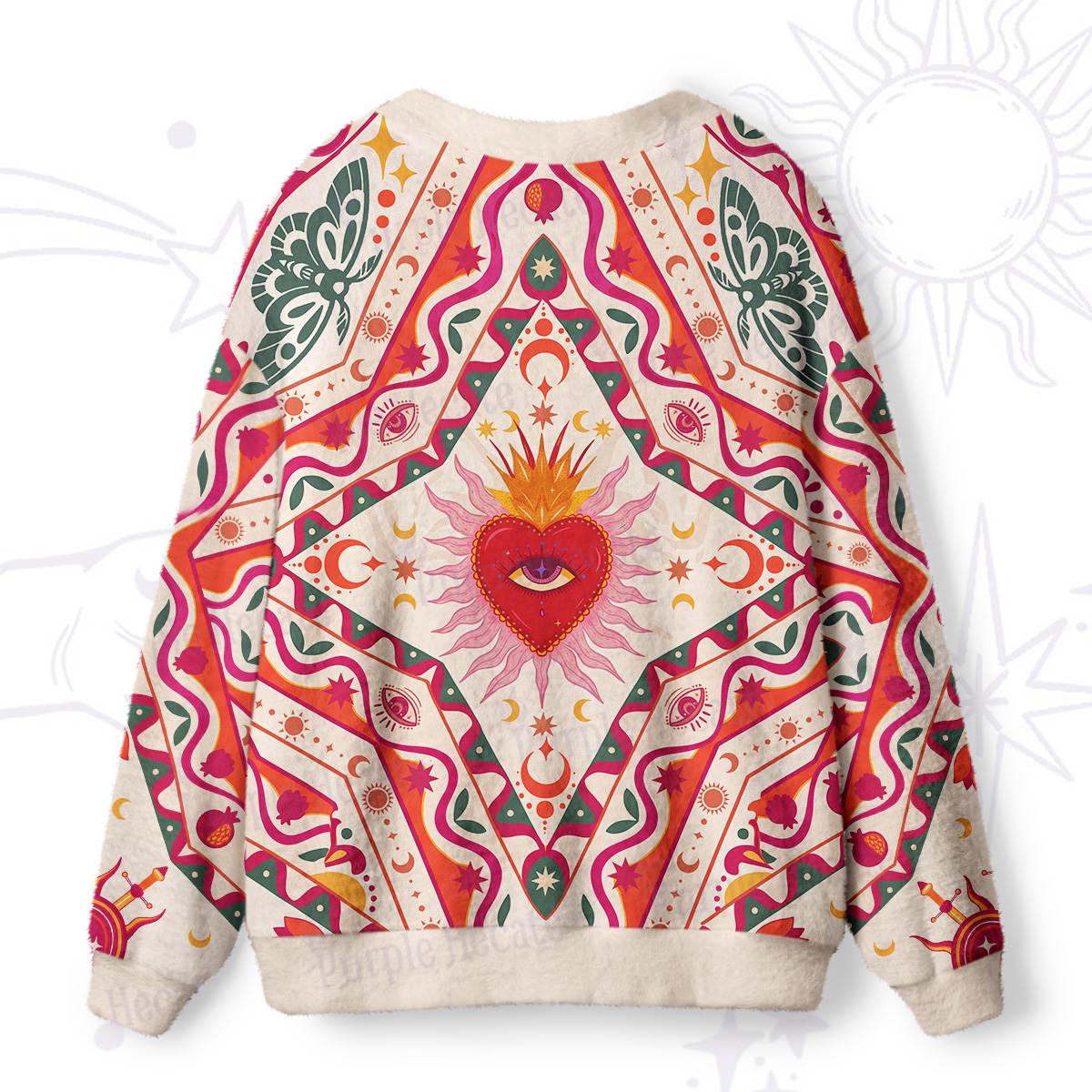 Purplehecate Psychedelic Heart Ugly Cardigan Sweaters