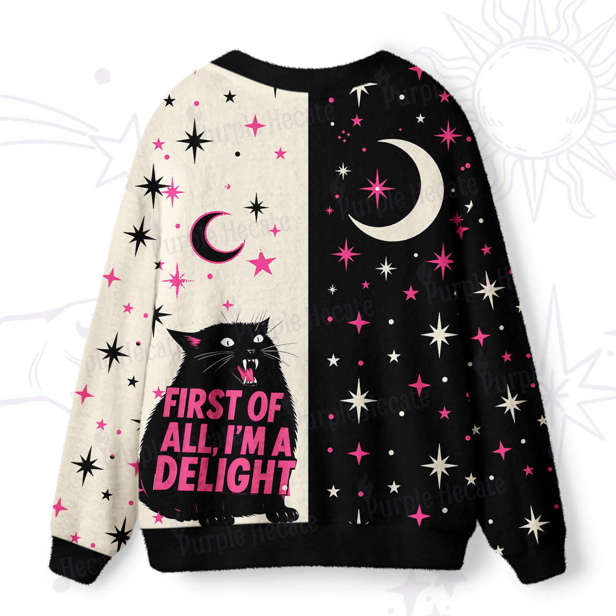 Purplehecate First Of All I'm A Delight Cat Ugly Cardigan Sweaters