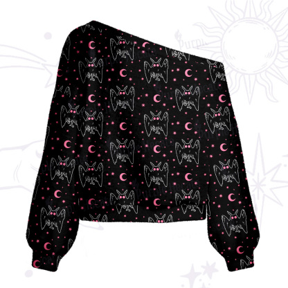 Purplehecate Witchy Mothman Night One Shoulder Sweaters