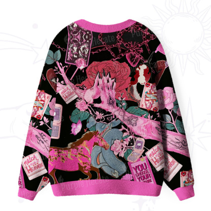 Purplehecate Pink Witch Spell Ugly Cardigan Sweaters