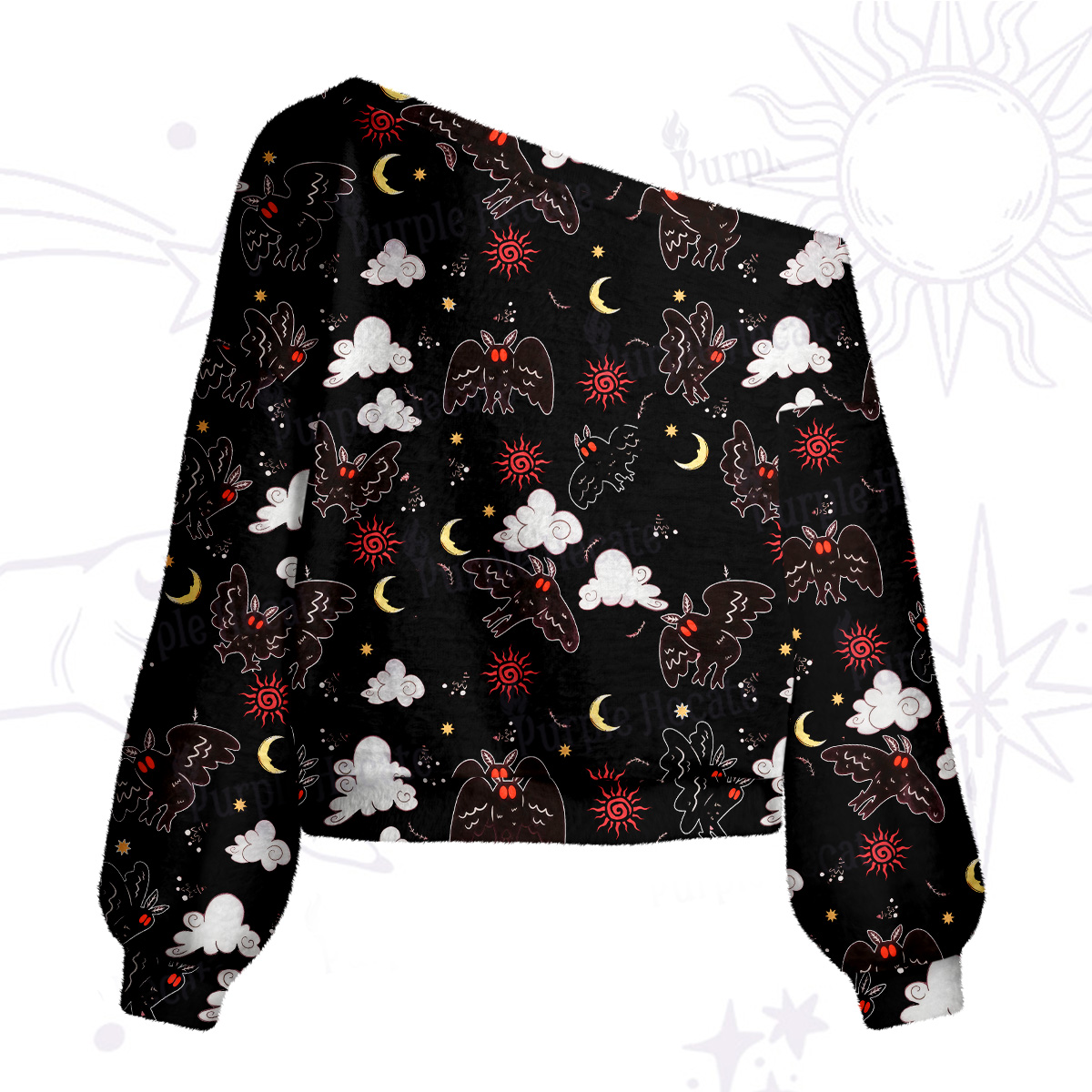 Purplehecate Cryptid Mothman One Shoulder Sweaters