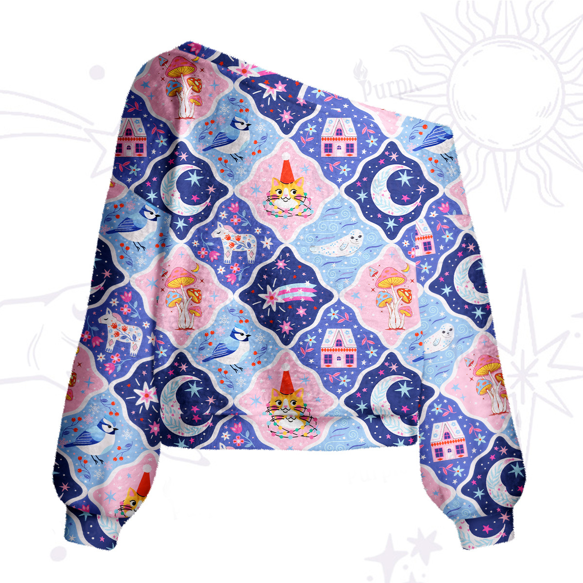 Purplehecate Dreamy Moonlight Fairy Tale One Shoulder Sweaters