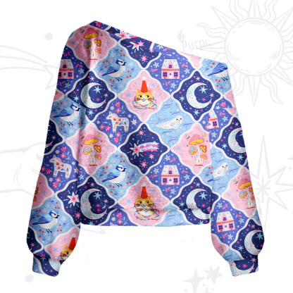 Purplehecate Dreamy Moonlight Fairy Tale One Shoulder Sweaters