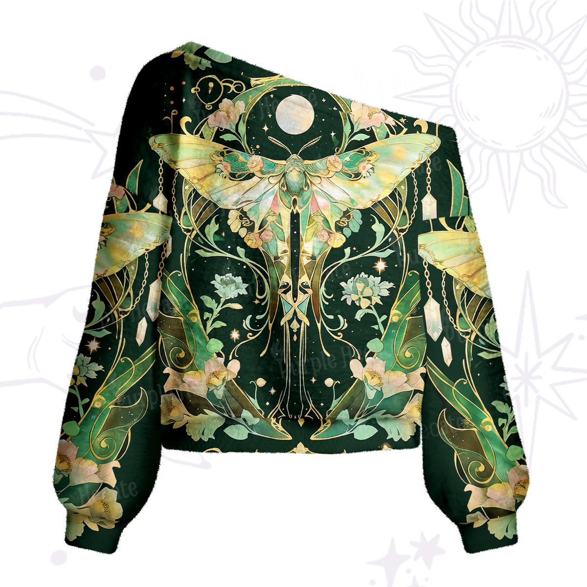 Purplehecate Moon Moth Rave One Shoulder Sweaters