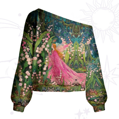 Purplehecate Mystic Secret Lily Fairy Forest One Shoulder Sweaters