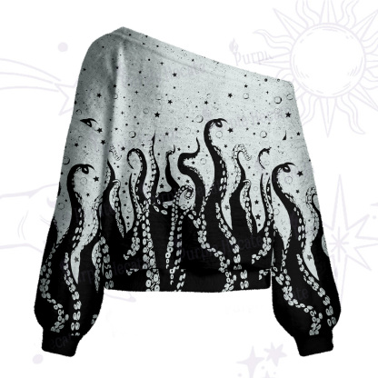 Purplehecate Tentacles of the Deep One Shoulder Sweaters