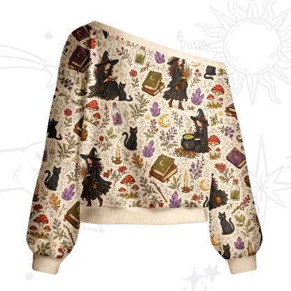 Purplehecate Herbal Witch One Shoulder Sweaters