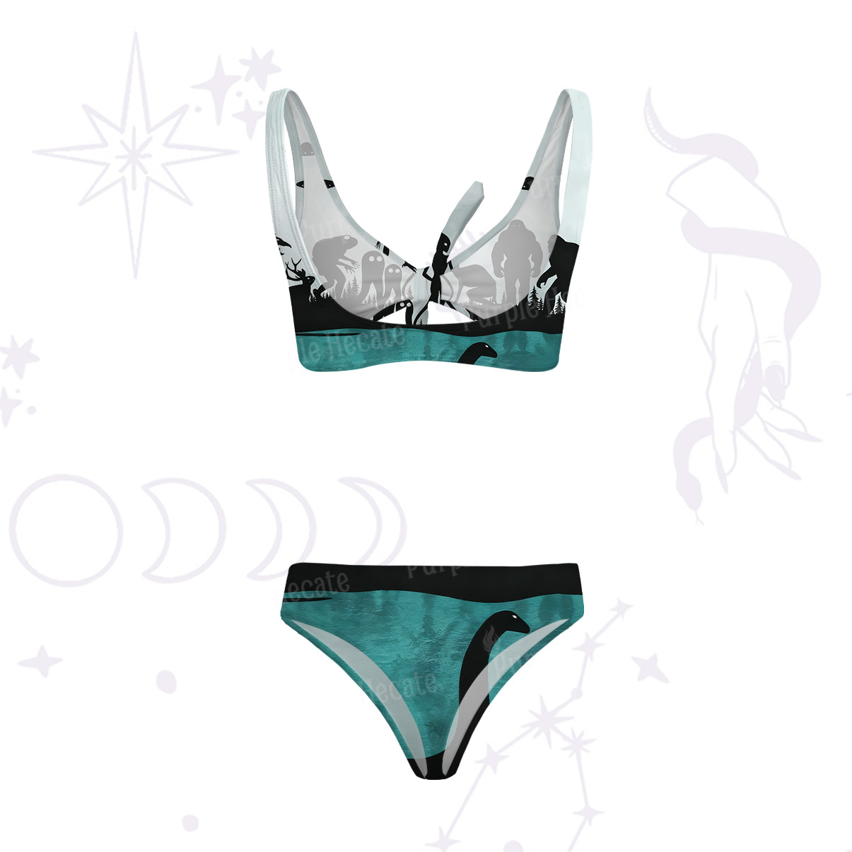 Purplehecate Alien Lake Monster Encounter Versa-Tie Two-Piece Swimsuit