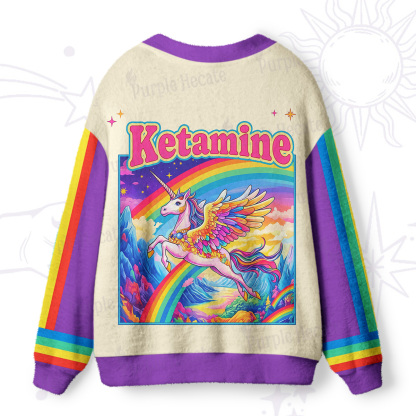 Purplehecate Ketamine Rainbow Unicorn Ugly Cardigan Sweaters