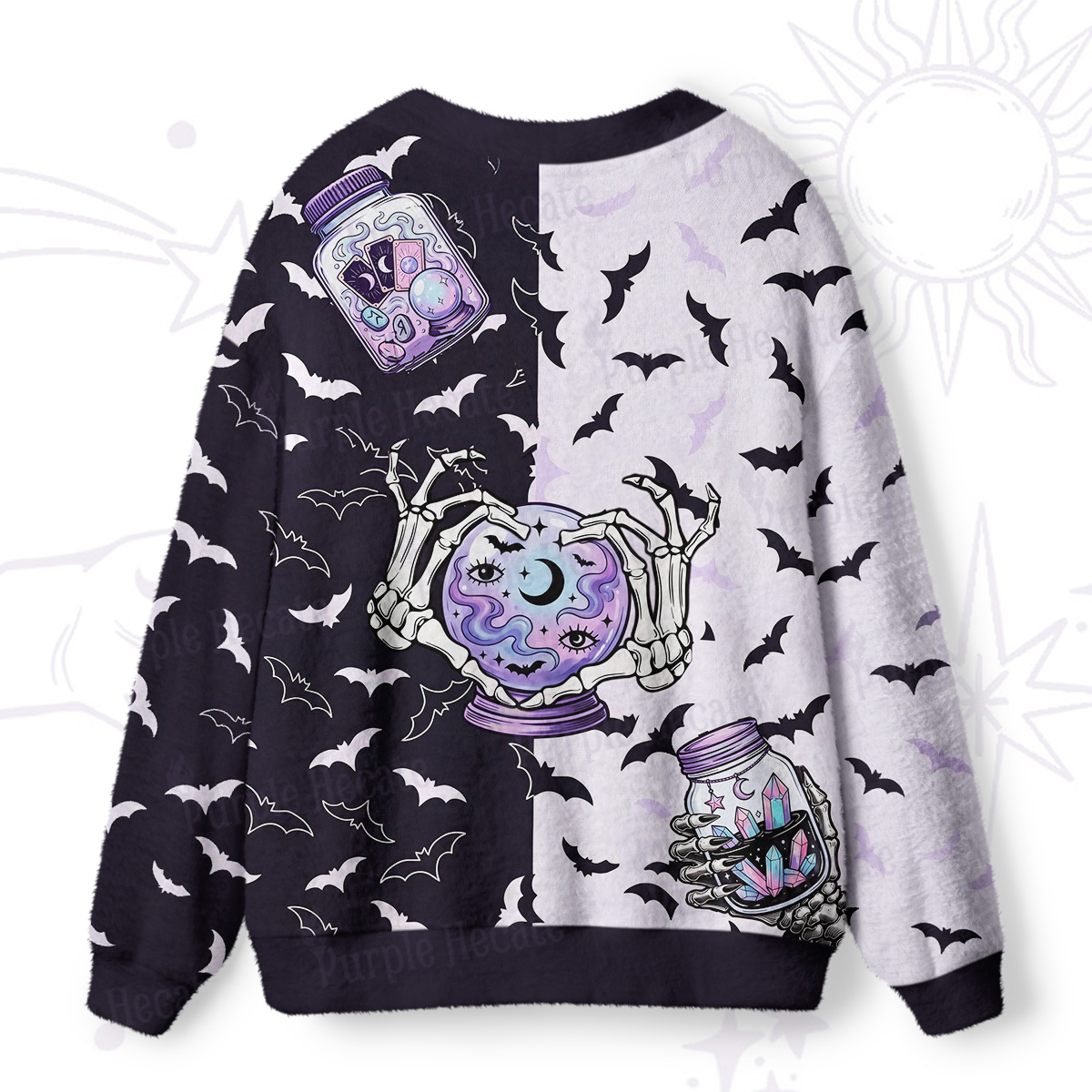 Purplehecate Spooky Potion Bats Ugly Cardigan Sweaters
