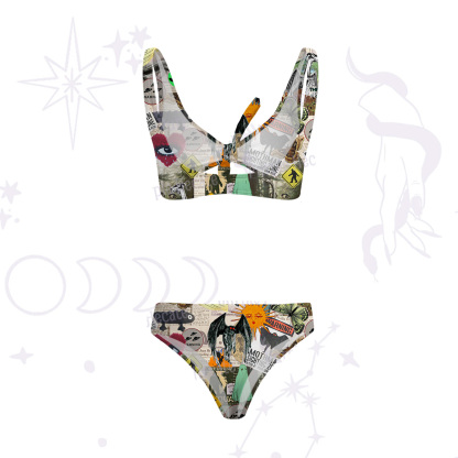 Purplehecate Cryptid Warning Collage Versa-Tie Two-Piece Swimsuit