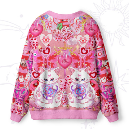 Purplehecate Pink Psychic Unicorn Cats Ugly Cardigan Sweaters