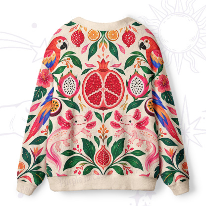 Purplehecate Tropical Pomegranate Paradise Ugly Cardigan Sweaters