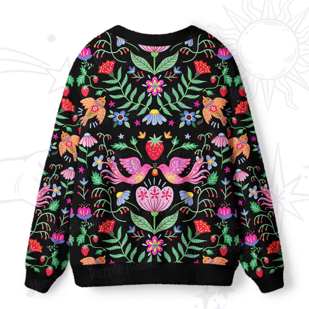 Purplehecate Mystic Forest Birds & Blooms Ugly Cardigan Sweaters