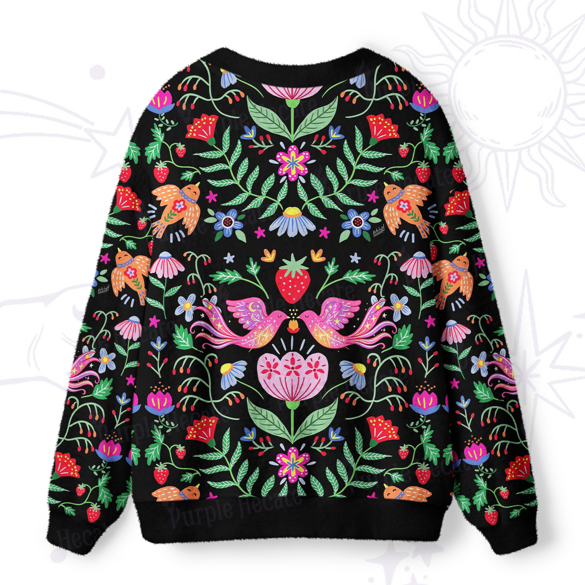 Purplehecate Mystic Forest Birds & Blooms Ugly Cardigan Sweaters