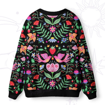 Purplehecate Mystic Forest Birds & Blooms Ugly Cardigan Sweaters