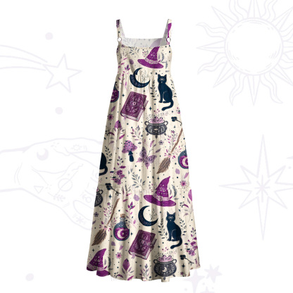 Purplehecate Witchcraft Spellbook Wide Straps Maxi Dress
