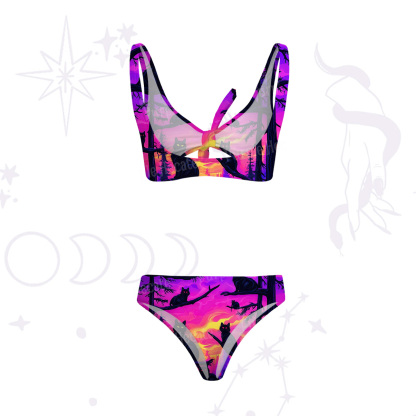 Purplehecate Twilight Forest Guardian Cat Versa-Tie Two-Piece Swimsuit