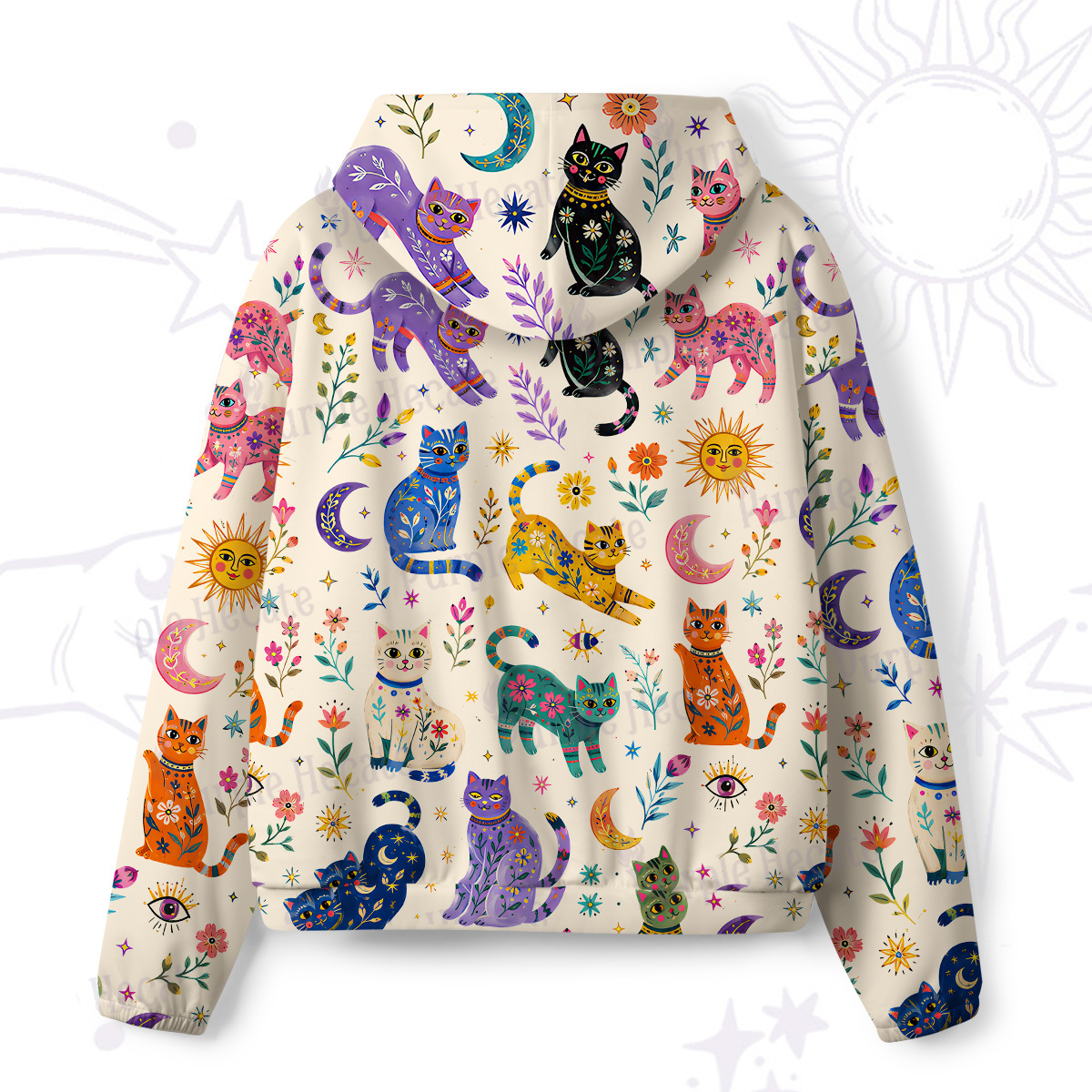 Purplehecate Rainbow Magic Cats All-Over Print Hoodie