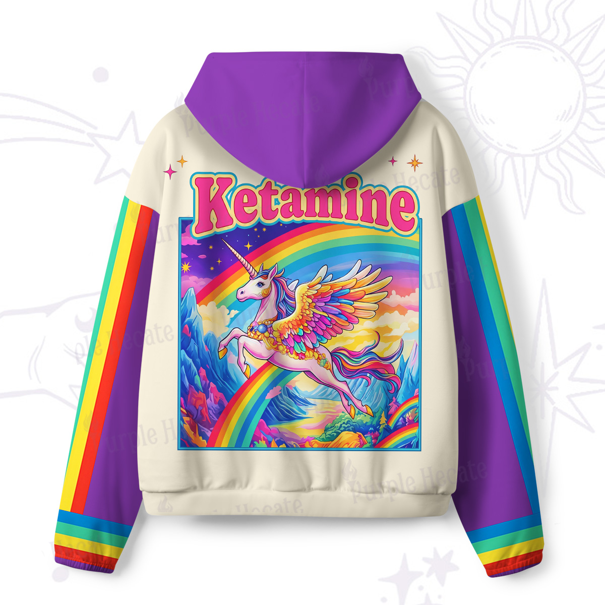 Purplehecate Ketamine Rainbow Unicorn All-Over Print Hoodie