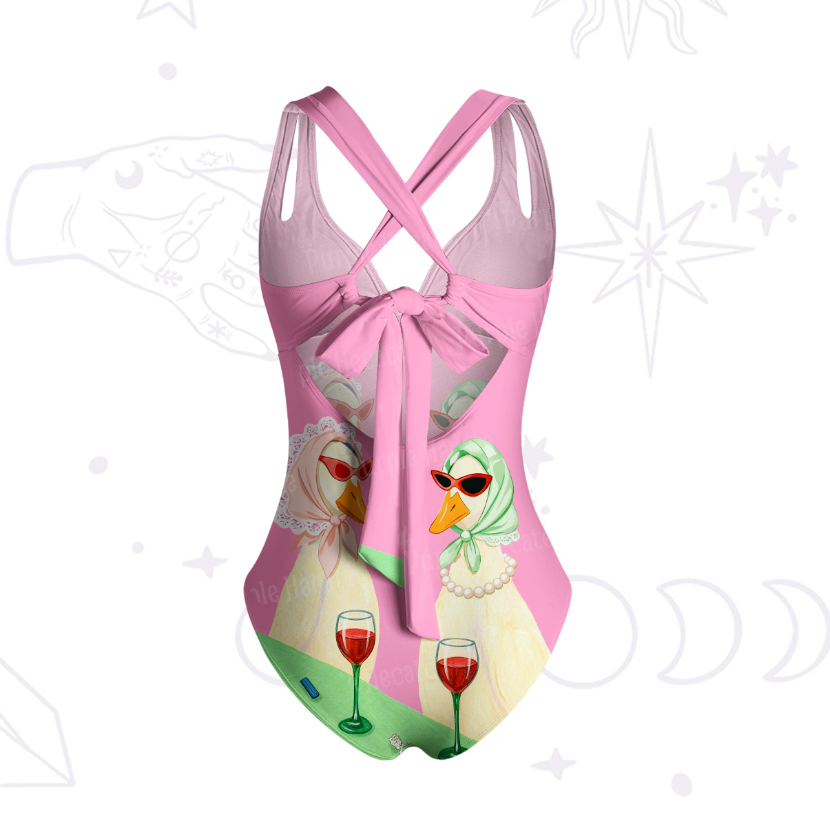 Purplehecate Tipsy Goose Wine Party One-Piece Swimsuit