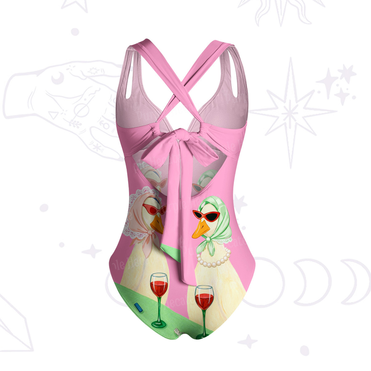 Purplehecate Tipsy Goose Wine Party One-Piece Swimsuit