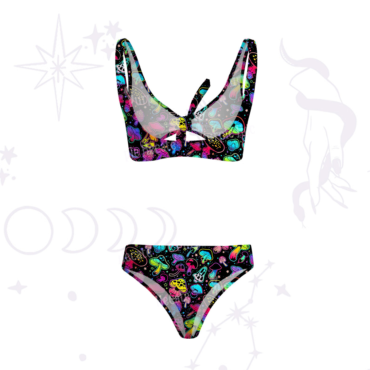 Purplehecate Psychedelic Mushroom Rave Versa-Tie Two-Piece Swimsuit
