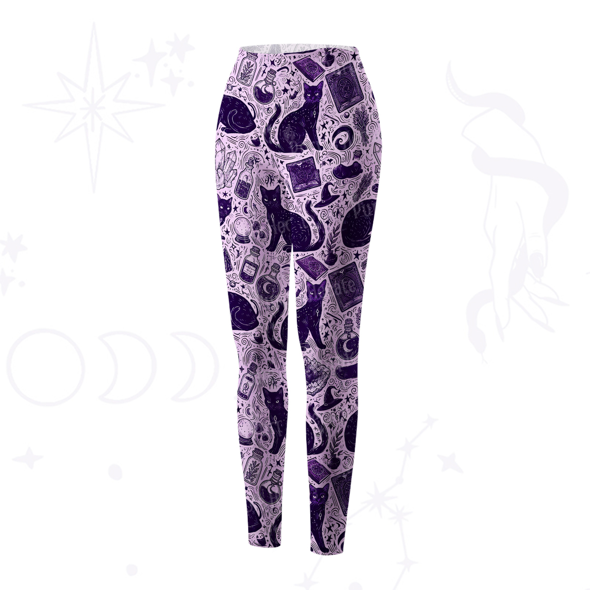 Purplehecate Midnight Black Cat Witch Potion Yoga Pants