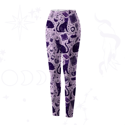 Purplehecate Midnight Black Cat Witch Potion Yoga Pants