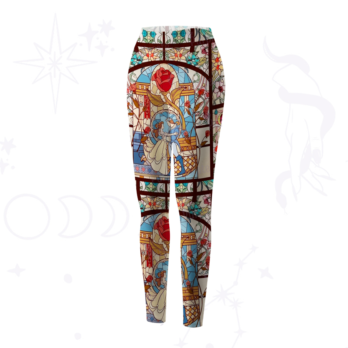 Purplehecate Stained Glass Rose Romance Yoga Pants
