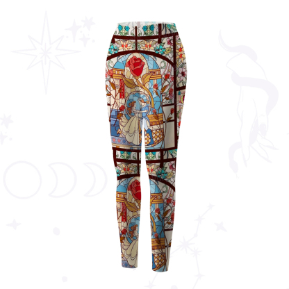 Purplehecate Stained Glass Rose Romance Yoga Pants