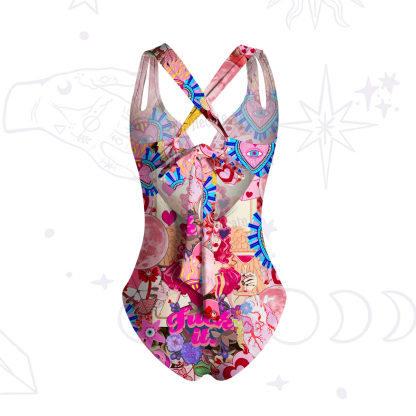Purplehecate Queen of Hearts Angel Graphic One-Piece Swimsuit